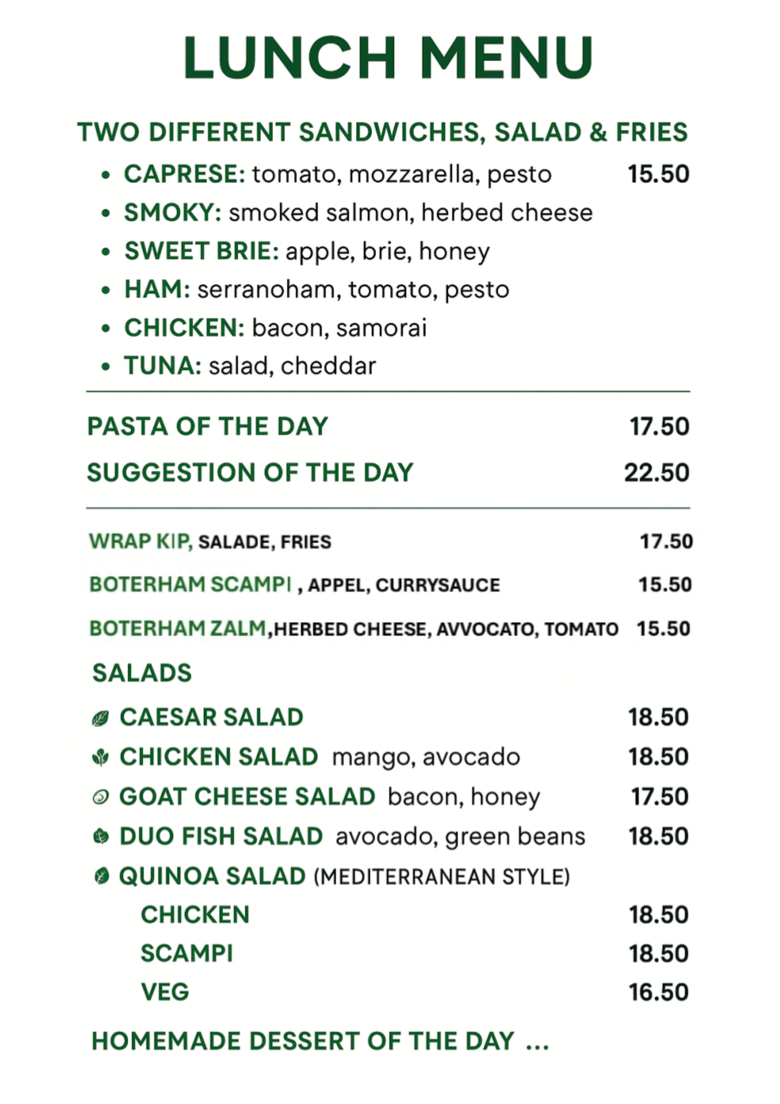 Lunch Menu Baama